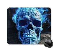 3D Print Blue Skull Square Mouse Pad Portable Computer Mousepad with Non-Slip Rubber Base 25 * 30cm Ultra-Thin Gaming Mouse Mat for Computer Laptop Office Desk Accessories
