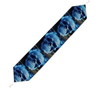 3D Print Blue Skull Table Runner for Dining Table, Short Plush Runners Washable & Durable Tablerunner Modern Home Decor for Wedding, Kitchen, Holiday 229*33cm