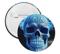 3D Print Blue Skull Tinplate Badge Personalized Round Brooch Large Craft Button Suitable for Teachers, Nurses, Doctors, Staff, Party Gift Accessories, 5PCS, Plastic, plastics