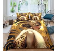 3D Print Breathable Microfiber Art Deco woman Quilt Cover Easy Care Bedding Sets w/Matching Pillowcase Vintage glamour style Duvet Cover Set All Season Washable Kids Teens Boys Girls Si (135x200cm)