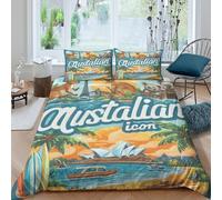 3D Print Breathable Microfiber Australian wildlife Quilt Cover All Season Easy Care Bedding Set with Pillow Shams cartoon travel Duvet Cover Set Machine Washable Soft for Home Decor King（220x240cm）