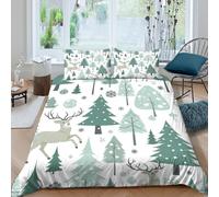 3D Print Breathable Microfiber Christmas trees Quilt Cover Easy Care Bedding Sets w/ Matching Pillowcase Winter 4est pattern Duvet Cover Set All Season Washable Kids Teens Boys Girls Sin (140x200cm)