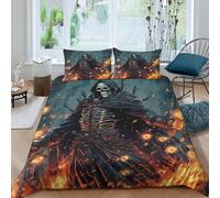 3D Print Breathable Microfiber Death Reaper Quilt Cover All Season Easy Care Bedding Set with Pillow Shams Fantasy Dark Art Duvet Cover Sets Soft for Home Decoration Double（200x200cm）