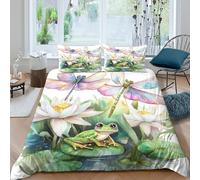 3D Print Breathable Microfiber Dragonfly art Quilt Cover Easy Care Bedding Sets w/Matching Pillowcase Watercolor nature scene Duvet Cover Set All Season Washable Kids Teens Boys Girls S (140x200cm)