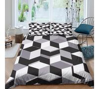 3D Print Breathable Microfiber Geometric patterns Quilt Cover Set All Season Bedding Set with Pillow Shams Abstract monochrome Bedding Quilt Cover Easy Care, Washable for Home Decor King（220x240cm）