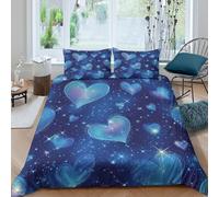 3D Print Breathable Microfiber glowing_hearts Duvet Cover Set Easy Care Bedding Pillow Shams dreamy_starry_pattern Bedding Quilt Cover All Season Washable Kids Teens Boys Girls Single(135x200cm)