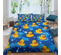3D Print Breathable Microfiber Rubber ducks swimming Quilt Cover Set All Season Bedding Set with Pillow Shams Cartoon playful Bedding Quilt Cover Easy Care, Washable for Home Decor Double（200x200cm）