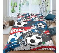 3D Print Breathable Microfiber SoccerBallArt Quilt Cover Set All Season Bedding Set with Pillow Shams DynamicGraffitiStyle Bedding Quilt Cover Easy Care, Washable for Home Decor Single（135x200cm）