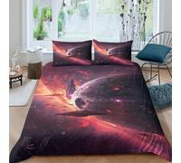 3D Print Breathable Microfiber space battle scene Comforter Cover Soft Bedding Set w/ Pillow Shams sci-fi cosmic warfare Quilt Cover All Season for Kids Teens Boys Girls Super king（260x220cm）