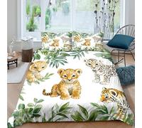 3D Print Breathable Microfibre Baby wild cats Quilt Cover Set Soft Bedding Set with Pillow Cases Watercolor jungle animals Comforter Cover All Season Breathable Washable for All Single（135x200cm）