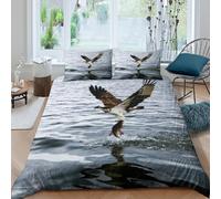 3D Print Breathable Microfibre Bird of prey Quilt Cover Set Soft Bedding Set with Pillow Cases Wild nature photography Comforter Cover All Season Breathable Washable for All Single（135x200cm）