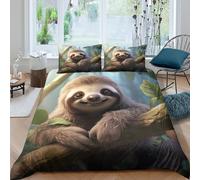 3D Print Breathable Microfibre Cute sloth smiling Comforter Cover All Season Bedding Sets with Matching Pillowcase Digital Style Duvet Cover Easy Care, Washable for All Super king（260x220cm）