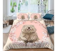 3D Print Breathable Microfibre Happy animal art Duvet Cover Set Soft Bedding Set w/Pillow Shams Cute Cartoon illust Bedding Quilt Cover All Season Washable for Men Women Kids Super king（260x220cm）