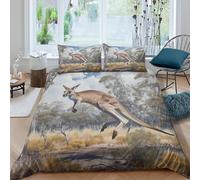 3D Print Breathable Microfibre Kangaroo in motion Comforter Cover Soft Bedding Set w/ Pillowcases Australian wildlife Bed Quilt Cover All Season Easy Care, Washable for Couples Super king（260x220cm）