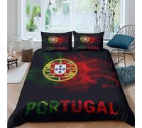 3D Print Breathable Microfibre Portugal flag Quilt Cover Set Soft Bedding Set with Pillow Cases smoke effect art Comforter Cover All Season Breathable Washable for Men Women Kids Single（140x200cm）