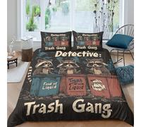 3D Print Breathable Microfibre Raccoon detectives Comforter Cover All Season Bedding Set with Pillow Cases Cartoon animal humor Duvet Cover Set All Season for Men Women Kids Single（135x200cm）