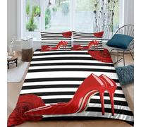 3D Print Breathable Microfibre Red heels Quilt Cover Set Soft Bedding Set with Pillow Cases fashion elegant style Comforter Cover All Season Breathable Washable for All Super king（260x220cm）