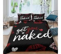 3D Print Breathable Microfibre valentine kisses Duvet Cover Set Soft Bedding Set w/ Pillow Shams romantic doodle style Bedding Quilt Cover All Season Washable for Men Women Kids Single（135x200cm）