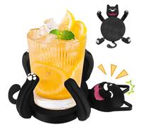 3D Print Cat Coasters, Cute Cats Coasters Hold the Cup, Cats Cup Holder with Funny Expression & Moving Limbs, Heat Resistant Coaster for Coffee Beer Home Bar (Cat)