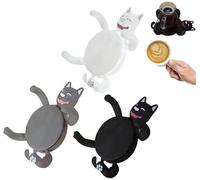 3D Print Cat Coasters,Funny Creative Coasters in The Shape of Cats,3D Printed Cute Cat Mug Holder for Coffee & Tea,Home Decor (Black+White+Gray)