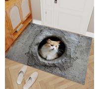3D Print Cat Hole Door Mat,Bath Mat, Pet Mat,Bathroom Rug Machine Washable,Non-slip,Super absorbent,Extra Soft, pattern decoration,60x110 cm 1e2