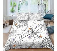 3D Print Colorful Spider Quilt Cover Set Super King 260x220 Spider Webs Bedding Set Soft Microfiber Hypoallergenic Duvet Cover with Zipper Closure and 2 Pillowcases 50x75 B.1014
