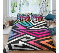 3D Print Com4table Microfibre Abstract geometric Bed Quilt Cover Soft Bedding Set w/ Pillow Cases Vibrant maze design Quilt Cover All Season Breathable Washable Bedroom Decor Super king（260x220cm）