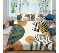 3D Print Com4table Microfibre Abstract leaf art Quilt Cover Breathable Bedding Sets w/Matching Pillowcase Modern geometric Comforter Cover Easy Care, Washable Bedroom Decor Super king(260x220cm)