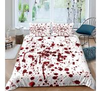 3D Print Com4table Microfibre blood_splatter Comforter Cover Breathable Bedding Set w/Pillow Cases horror_art_style Bed Quilt Cover All Season Skin-Friendly Washable Bedroom Decor Single（135x200cm）