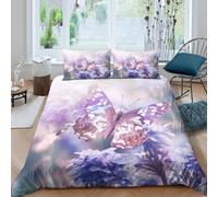 3D Print Com4table Microfibre Butterfly in bloom Bedding Quilt Cover All Season Bedding Set w/Pillow Cases Nature fantasy art Quilt Cover Easy Care Breathable Washable Couples Super king（260x220cm）