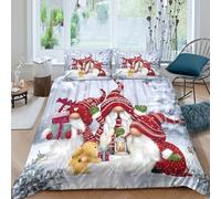3D Print Com4table Microfibre Christmas gnomes Comforter Cover Breathable Bedding Pillow Cases Festive winter illust Bed Quilt Cover All Season Skin-Friendly Washable Bedroom Decor King(220x240cm)