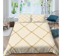 3D Print Com4table Microfibre Golden diamond pattern Bedding Quilt Cover All Season Bedding Set w/ Pillow Cases Elegant geometric Quilt Cover Easy Care Breathable Washable Couples King（220x240cm）