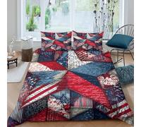 3D Print Com4table Microfibre Patriotic fabric Comforter Cover Breathable Bedding Set w/ Pillow Cases Red blue star Bed Quilt Cover All Season Skin-Friendly Washable Bedroom Decor Double(200x200cm)