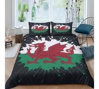3D Print Com4table Microfibre Welsh dragon Quilt Cover Breathable Bedding Sets w/Matching Pillowcase vibrant splash art Comforter Cover All Season, Easy Care, Bedroom Decor Single（140x200cm）
