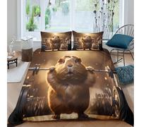 3D Print Comfortable Microfiber Funny Guinea Pig Comforter Cover All Season Bedding Set w/ Pillow Shams Cartoon Animal Workout Quilt Cover Easy Care, Washable for Teens Adults Super king（260x220cm）