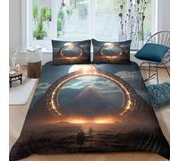 3D Print Comfortable Microfibre Ancient portal Quilt Cover Set Soft Bedding Set w/ Pillowcases Sci-fi fantasy design Comforter Cover All Season Easy Care, for Men Women Kids Single（140x200cm）