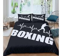 3D Print Comfortable Microfibre Boxing workout Comforter Cover Easy Care Bedding Set w/ Pillowcase Athletic motion style Duvet Cover All Season Soft Machine Washable for Couples Single（135x200cm）