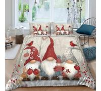 3D Print Comfortable Microfibre Christmas gnomes Quilt Cover Set Breathable Bedding Set w/ Pillow Shams Winter festive illust Duvet Cover All Season, Easy Care, Washable for All Super king（260x220cm）