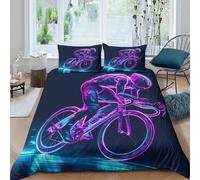 3D Print Comfortable Microfibre cyberbike-racer Comforter Cover Easy Care Bedding Set w/ Pillowcase neon-sport-style Duvet Cover All Season Soft Machine Washable for Couples Single（140x200cm）