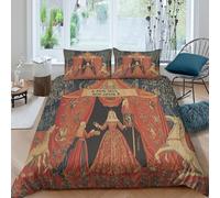 3D Print Comfortable Microfibre Medieval tapestry Bed Quilt Cover Soft Bedding Set with Pillow Cases Royal court scene Quilt Cover All Season Breathable Washable for Bedroom Decor Single（135x200cm）