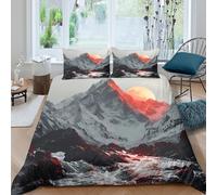 3D Print Comfortable Microfibre Snowy Peaks Duvet Cover Easy Care Bedding Set w/Pillowcases Mountain L&scape Art Comforter Cover All Season Breathable for Bedroom Decor Super king（260x220cm）