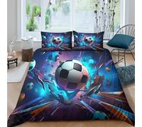 3D Print Comfortable Microfibre SoccerBallDynamics Duvet Cover Easy Care Bedding Set w/ Pillowcases DigitalArtStyle_ Comforter Cover All Season Breathable Washable for Bedroom Decor Single（140x200cm）