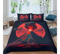 3D Print Comfortable Microfibre volcano eruption Comforter Cover Breathable Bedding Set w/Pillow Cases digital fantasy art Quilt Cover All Season Soft Washable for Boys Girls Kids King（220x240cm）