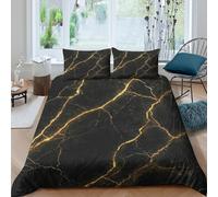 3D Print Comfy Microfiber GoldenVeins Bedding Quilt Cover Easy Care Bedding Set with Pillow Shams ModernLuxuryStyle Bed Quilt Cover All Season Washable for Kids Teens Boys Girls Double（200x200cm）