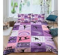 3D Print Comfy Microfiber Gymnastics silhouettes Bedding Quilt Cover Easy Care Bedding Set w/ Pillow Shams Purple wave Bed Quilt Cover All Season Washable Kids Teens Boys Girls Super king（260x220cm）