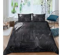 3D Print Comfy Microfiber haunted graveyard Bedding Quilt Cover Easy Care Bedding Pillow Shams gothic horror style Bed Quilt Cover All Season Washable Kids Teens Boys Girls Super king(260x220cm)