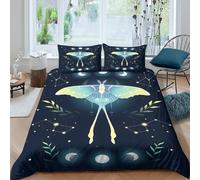 3D Print Comfy Microfiber Moon moth art Bedding Quilt Cover Easy Care Bedding Pillow Shams Fantasy celestial design Bed Quilt Cover All Season Washable Kids Teens Boys Girls Super king(260x220cm)