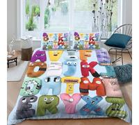 3D Print Comfy Microfibre Alphabet plush toys Duvet Cover Set Breathable Bedding Set with Pillow Cases Cartoon character Bed Quilt Cover All Season Soft Washable for Boys Girls Kids Single（135x200cm）