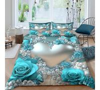3D Print Comfy Microfibre Blue butterfly decor Duvet Cover Set Breathable Bedding Set w/ Pillow Cases Romantic floral Bed Quilt Cover All Season Soft for Boys Girls Kids Super king（260x220cm）