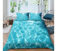 3D Print Comfy Microfibre Crystal water ripples Duvet Cover Sets Breathable Bedding Set with Pillow Cases Underwater sunlit Bed Quilt Cover Easy Care Machine Washable for Home Decor Double（200x200cm）